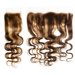 Body Wave #4/27 Highlight Virgin Human Hair 4x4 13x4 Transparent Lace Closure/Frontal